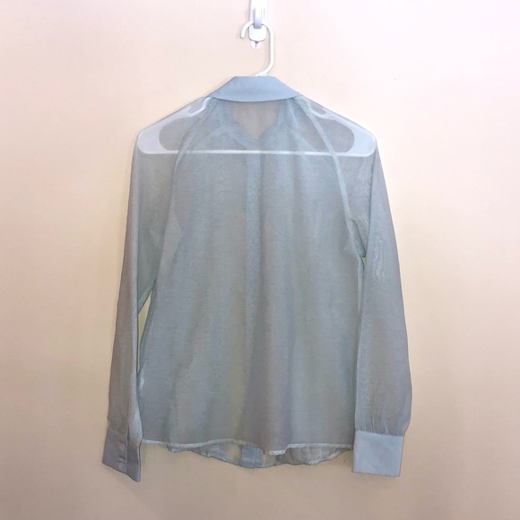 ASOS Lost Ink Blue Chiffon Shirt With Frills - Picture 14 of 15